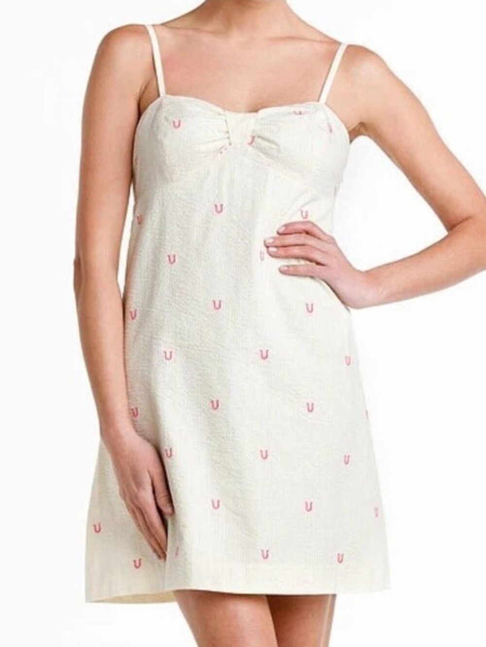 Lilly Pulitzer Kelley Starfruit Yellow Horseshoe Seersucker Dress Size 8